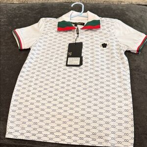 Moderno White Polo with Red and Green Accents